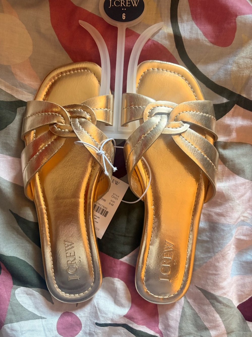 J. Crew Braided Metallic Gold Slide Sandals